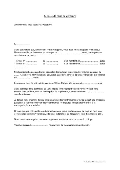 Mod Le De Mise En Demeure Doc Pdf Page Sur