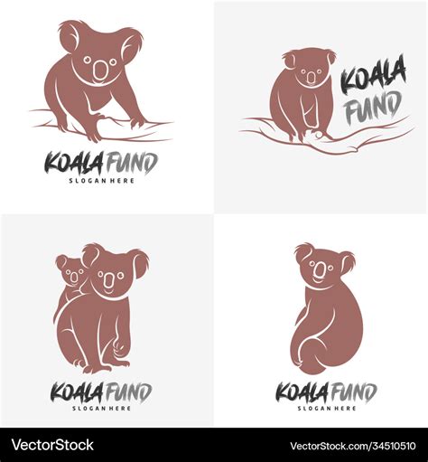 Set Koala Logo Design Royalty Free Vector Image