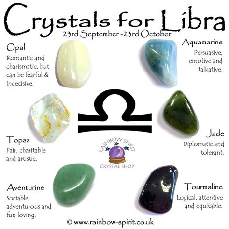 Crystal Set Of Birthstones For October And The Zodiac Star Sign Libra