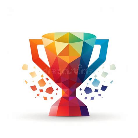 Colorful Trophy Cup Digital Illustration Stock Illustration