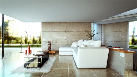 Realistic Interior Render In Maya Concrete Modern Villa Antonio Bosi 3d