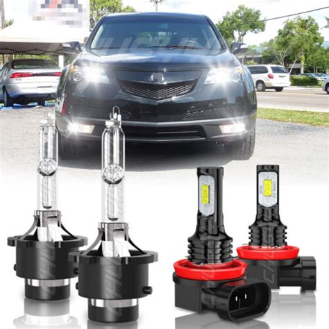 For Acura MDX 2007 2011 2012 2013 4X HID LED Headlight Bulbs Hi Lo Fog