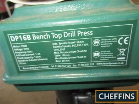 Record Power Bench Top Pillar Drill Model No Dp16b 240v Vintage Sale Literature Models