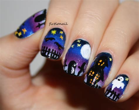 Spooky Graveyard Halloween Nails