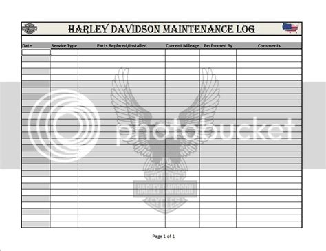 Free Custom Hd Maintenance Log Harley Davidson Forums