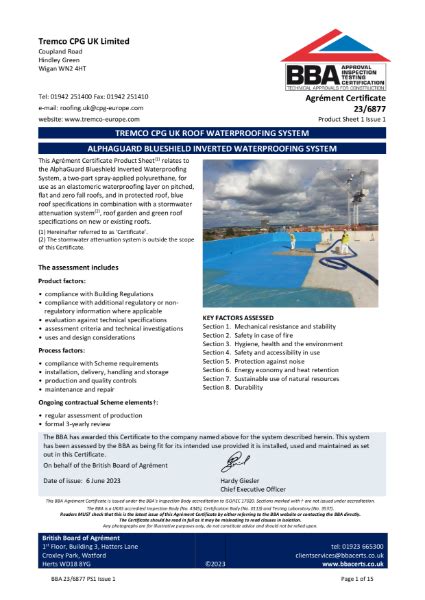 Bba Agr Ment Certificate Alphaguard Blueshield Inverted Waterproofing