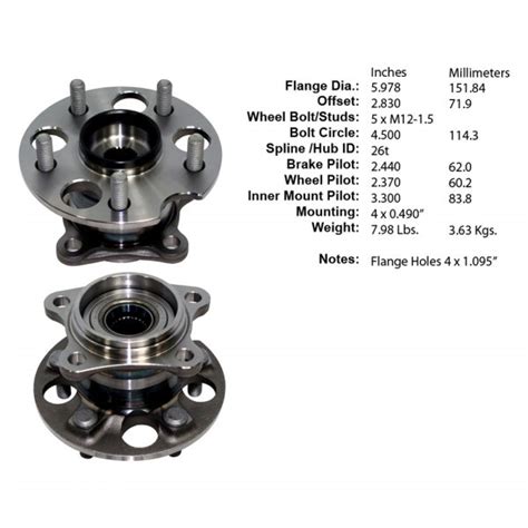 Centric Toyota Highlander 2007 Premium Rear Wheel Bearing And Hub