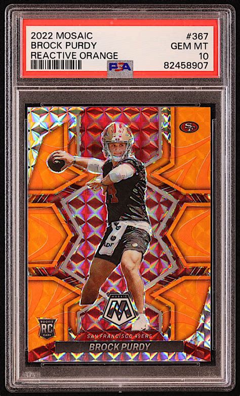 Brock Purdy 2022 Panini Mosaic Mosaic Reactive Orange #367 RC (PSA 10 ...