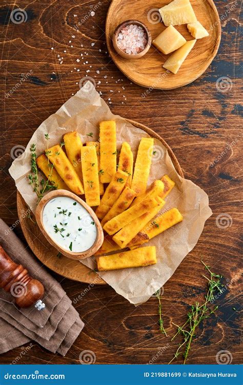 Homemade Polenta Chips Fries With Sea Salt Parmesan Thyme Rosemary