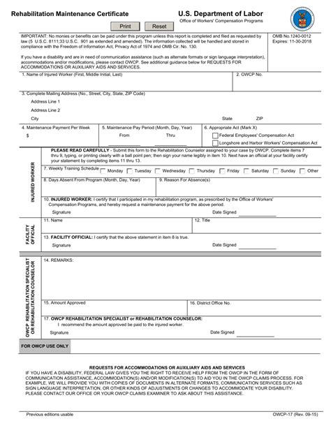 Fillable Owcp Form Ca 16 Printable Forms Free Online