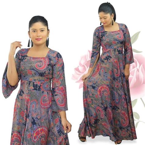 Square Necked Long Sleeves Maxi Dress Sunmart Lanka