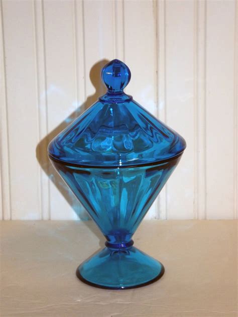 Vintage Royal Blue Candy Dish With Lid 4355 2800 Via Etsy Blue