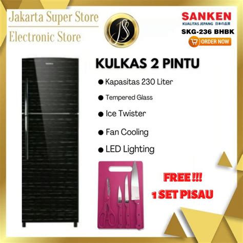 Jual Kulkas Pintu Sanken Skg Bh Bk Kapasitas Liter Shopee