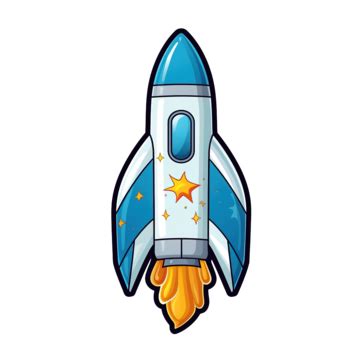 Blue Rocket Ship Flat Sticker Saturn Graphic World PNG Transparent