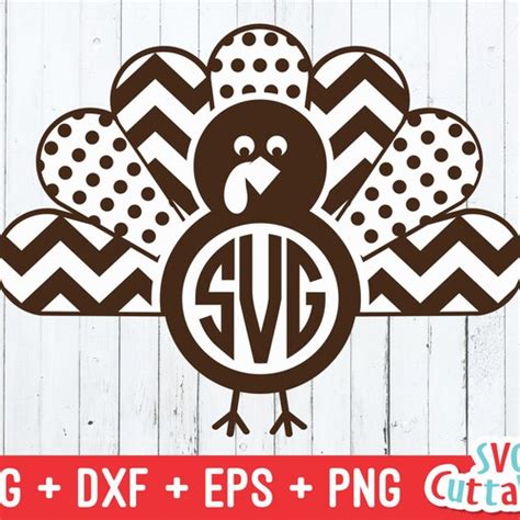 Turkey Svg Thanksgiving Turkey Monogram Frame Svg Etsy