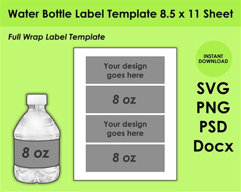 44 Water Bottle Label Sizes