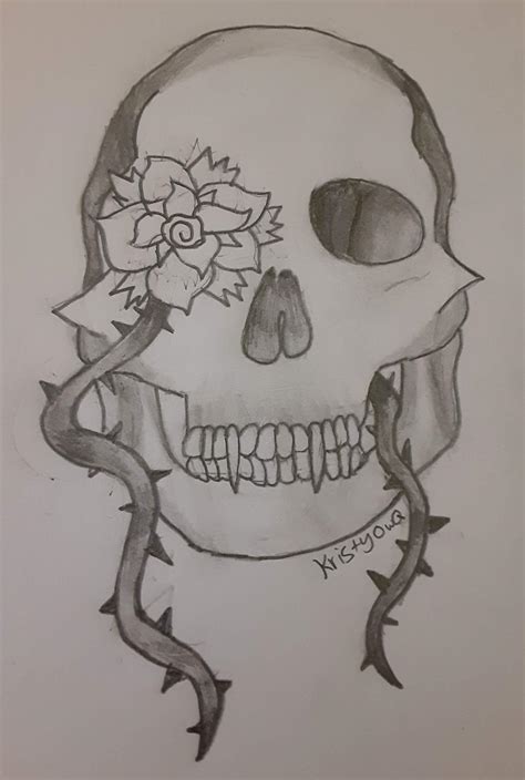 Skull Pencil Drawing (Unedited Version) by KristyOwQ on DeviantArt