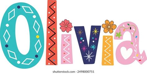 Olivia Female Name Decorative Lettering Type Stock Vector Royalty Free