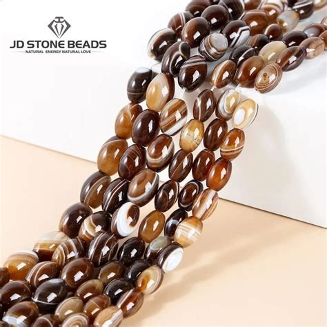 Wholesale Dyed Color Coffee Striped Agate Rice Shape Loose Spacer Barrel Beads For Jewelry