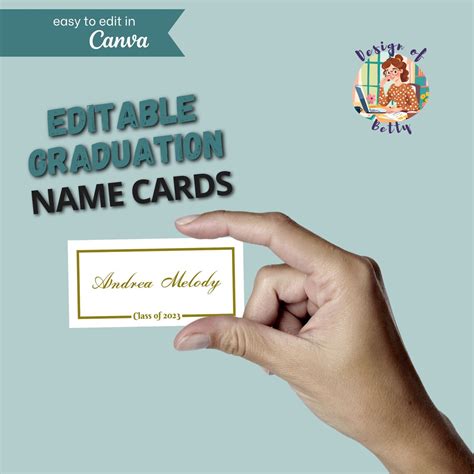 Editable Graduation Name Card Template, Printable Class 2023 Graduation ...