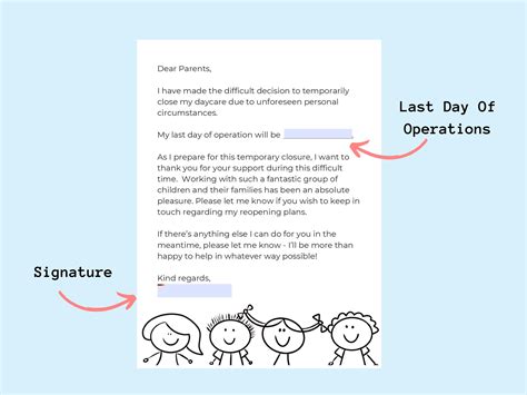 Daycare Temporary Closure Letter To Parents Daycare Closing Notice