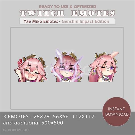 Twitch Emotes Yae Miko Emote Pack For Genshin Impact Etsy