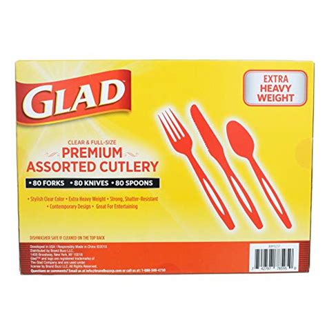 Glad Disposable Plastic Cutlery Assorted Set Clear Extra Heavy Duty