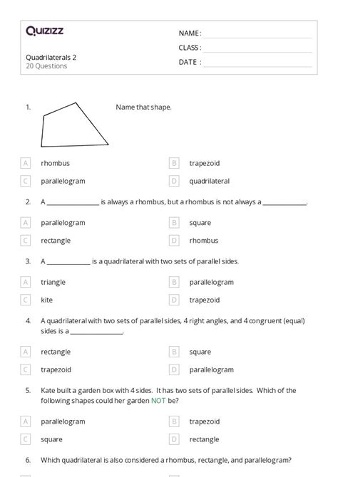 50 Quadrilaterals Worksheets For 4th Grade On Quizizz Free And Printable