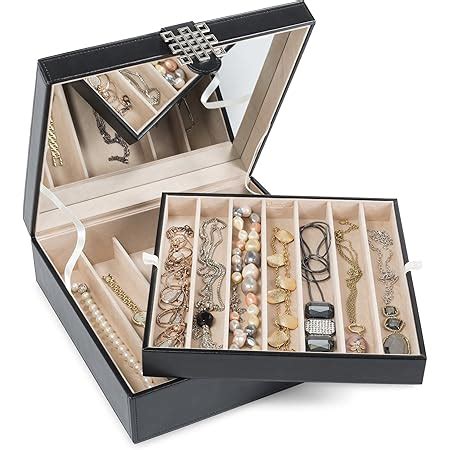 Amazon Glenor Co 28 Section Jewelry Box 2 Layer Buckle Snap