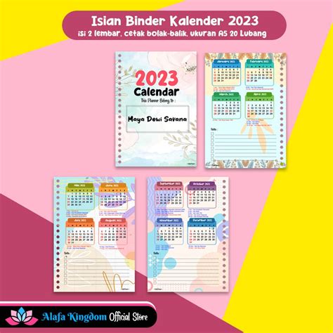 Jual Alafakingdom Loose Leaf Kalender Kertas Isian Binder Lubang