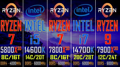 Ryzen 7 5800x3d Vs Intel I5 14600k Vs Ryzen 7 7800x3d Vs Intel I7 14700k Vs Ryzen 9 7900x3d