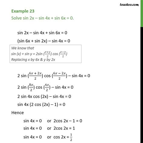 Example 23 Solve Sin 2x Sin 4x Sin 6x 0 Chapter 3 Examples