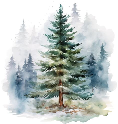 Premium AI Image | christmas trees watercolor isolated