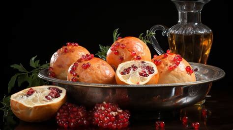 Vintage Kitchen Still Life Oil Painting Of Pomegranates In A Bowl On A