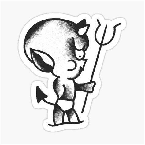 "Traditional Cheeky Devil Tattoo Design" Sticker for Sale by FOREVER ...