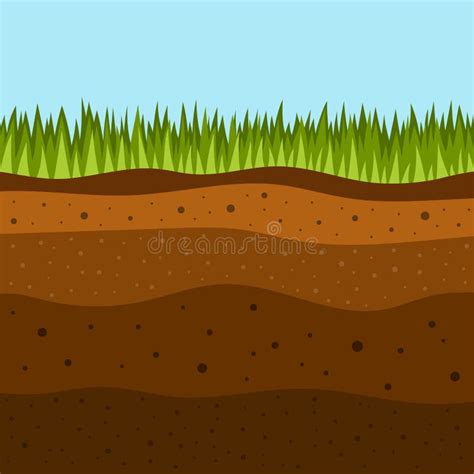 Grass With Underground Layers Of Earth Vector Illustration Stock