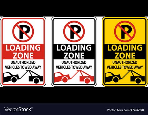 No parking loading zone sign on white background Vector Image