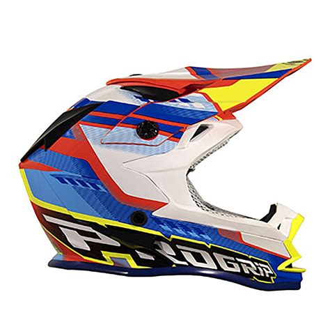 Casque Cross Enfant Progrip Kid Orange Bleu Casque Moto Cross