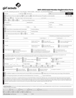 Fillable Online Adult Member Registration Form Webs Fax