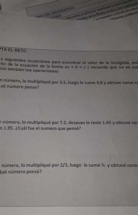 pensé un número lo multiplica por 3 5 luego le sume 4 8 y obtuve como