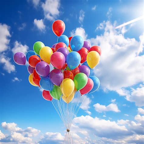 Premium Ai Image Colorful Balloons Floating In The Blue Sky