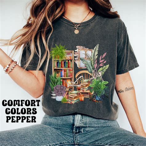 Book And Plant Lover Skeleton Comfort Colors Tee Shirt Cottage Core Bookish Shirt Cottagecore