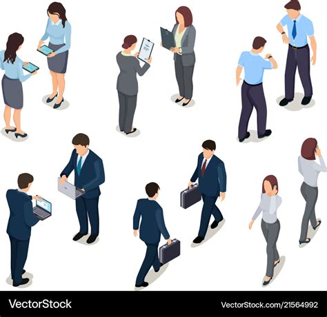 Isometric Business People 3d Men And Women Crowd Vector Image