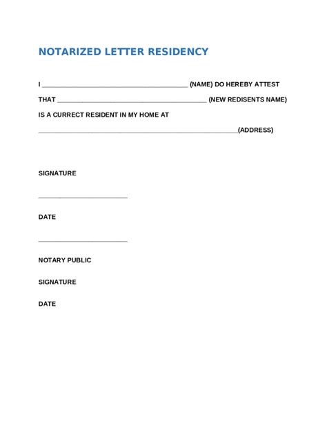 Free Notary Proof Of Residency Letter Pdfwordes20 Sample Notarized Letters And Templates