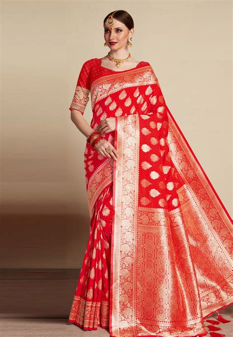 Red Banarasi Silk Festival Wear Saree Silk Saree Banarasi