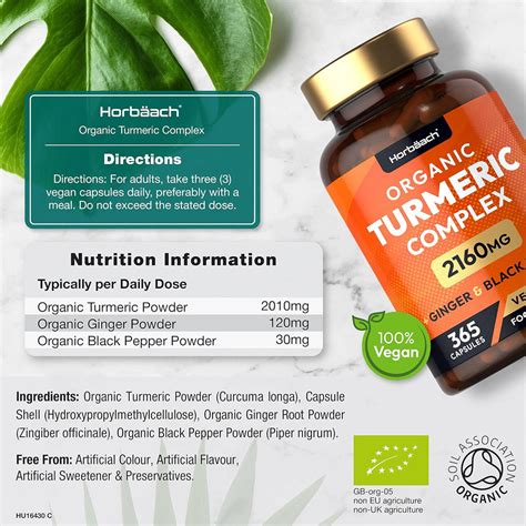 Turmeric Complex With Ginger Black Pepper 2160 Mg Organic 365 Cap