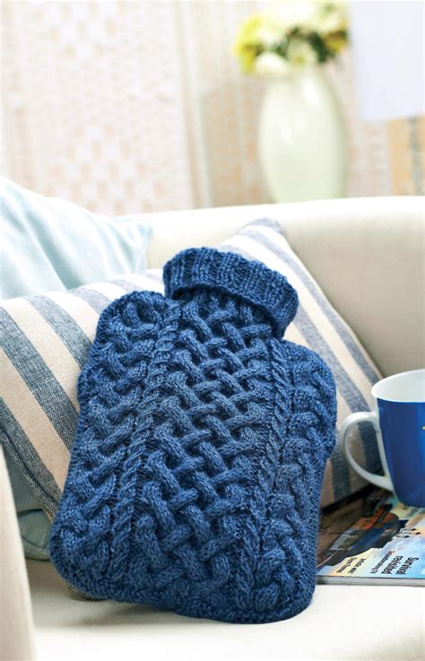 Cabled Hot Water Bottle Cover Knitting Patterns Lets Knit Magazine