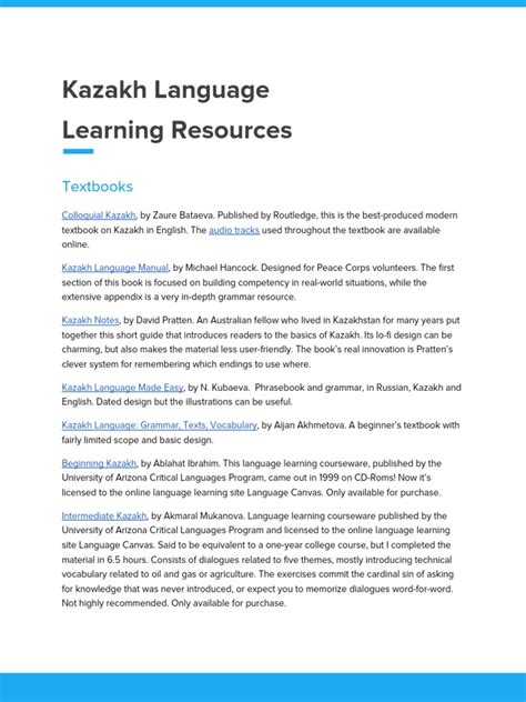 Kazakh Language Learning Resources | Download Free PDF | Kazakhstan ...