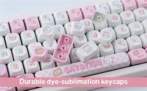 Tyrixki Pbt Cute Kitty Cat Keycaps 140 Keys Dye Sublimation Moa Profile Keycaps For Cherry