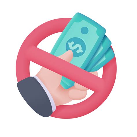 3D Icons Do Not Accept Cash Online Payment By Credit Card Cashless